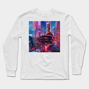 Futuristic Cyberpunk Cityscape Long Sleeve T-Shirt